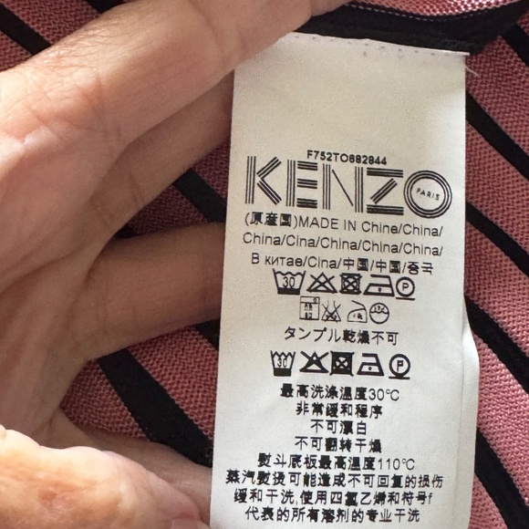 Kenzo Black & Pink Ribbed Long Sleeve Knit Top XS (Oversized) - Picture 5 of 6